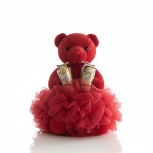 Red Teddy Bear Bath Gift Set